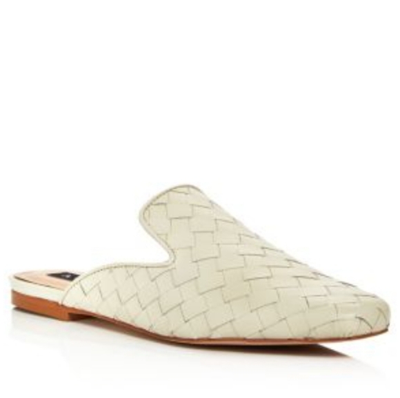 Aqua Shoes - Aqua Kiara Leather Square Toe Mules Bone